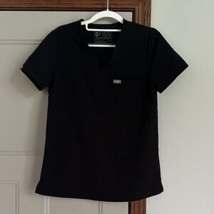 EUC FIGS Catarina Classic Black V-Neck Scrub Top Size XS